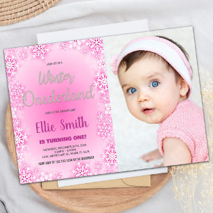 Convite Winter ONEderland Birthday Convida com foto
