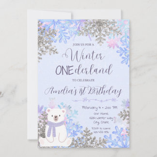 Convite Winter Onederland Birthday Invitation