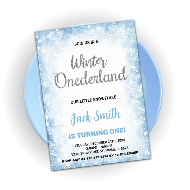 Convite Winter Onederland Birthday Invoca Nuvem Azul (Winter Onederland Birthday Invitations Blue Cloud)