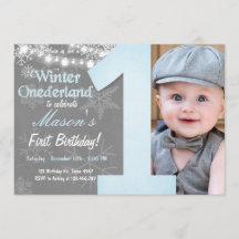 Winter Onederland Boy Cinza Snowflake Aniversário