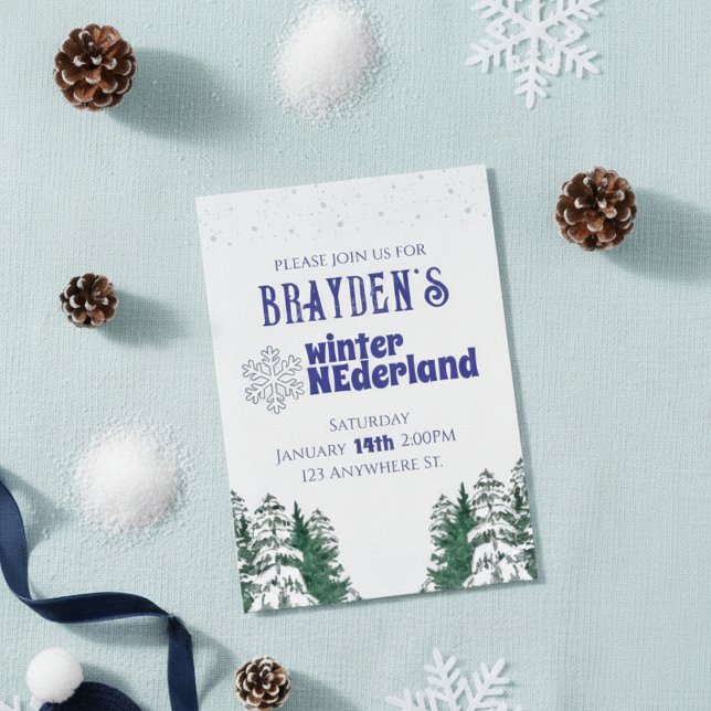 Convite "Winter ONEderland" Boy's 1st birthday invitation (Criador carregado)