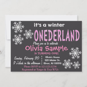 Convite Winter ONEderland. Chalkboard.
