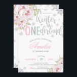 Convite Winter Onederland Christmas Baby Girl primeiro ani<br><div class="desc">Convite de festas de primeiro aniversario de inverno Whimsical. Personalize-o com os detalhes do seu partido de forma fácil e rápida,  basta pressionar o botão personalizá-lo para reorganizar e formatar o estilo e o posicionamento do texto. Itens correspondentes disponíveis no repositório! (c) O feliz Cat Studio.</div>