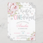 Convite Winter Onederland Christmas Baby Girl primeiro ani<br><div class="desc">Convite de festas de primeiro aniversario de inverno Whimsical. Personalize-o com os detalhes do seu partido de forma fácil e rápida,  basta pressionar o botão personalizá-lo para reorganizar e formatar o estilo e o posicionamento do texto. Itens correspondentes disponíveis no repositório! (c) O feliz Cat Studio.</div>