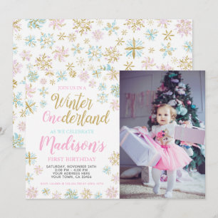 Convite Winter ONEderland com foto