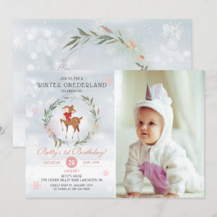 Convite Winter Onederland Deer Baby Foto De Primeiro Anive