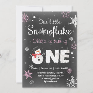 Convite Winter Onederland festa de aniversário Snowman Ros