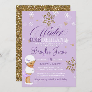 Convite Winter Onederland First Birday Ethnic Baby Girl