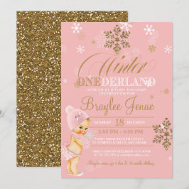 Convite Winter Onederland First Birthday Blone Baby Girl