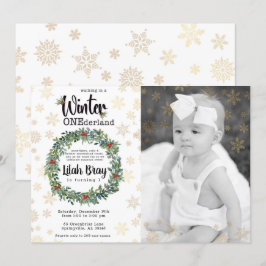 Convite Winter ONEderland First Birthday Photo Invitation