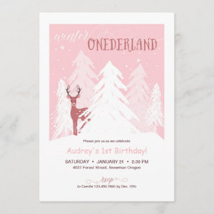 Convite Winter Onederland First Festa de aniversário Conv