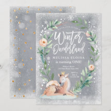 Winter ONEderland Floral Silver Woodland Aniversár
