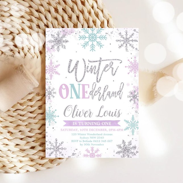 Convite Winter ONEderland Girl 1st Birthday Invitation (Criador carregado)