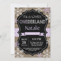 Winter Onederland Girl 1st Birthday Invitation