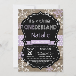 Convite Winter Onederland Girl 1st Birthday Invitation