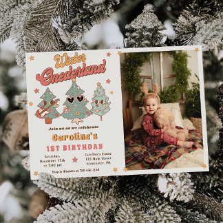 Convite Winter Onederland Hippie Christmas Tree Birthday