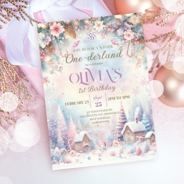 Convite Winter Onederland Invitation Winter Sweets House (Winter Onederland Birthday Invitation)