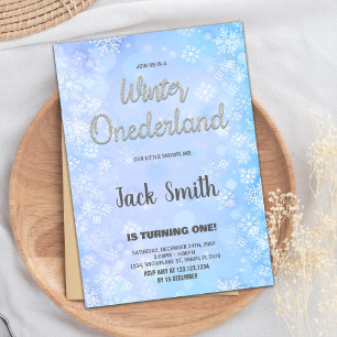 Convite Winter ONEderland Invtions Silver Glitter