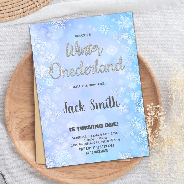 Convite Winter ONEderland Invtions Silver Glitter (Winter ONEderland Invitations Silver Glitter)