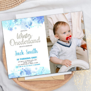 Convite Winter ONEderland Invtions Snow Silver Photo