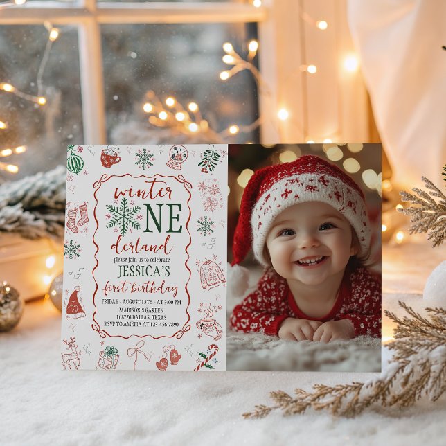 Convite Winter ONEderland Photo Invitation (Criador carregado)