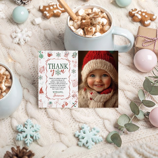 Convite Winter ONEderland Photo Thank You (Criador carregado)