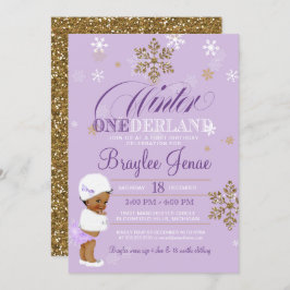 Convite Winter Onederland Primeiro Aniversário Africano-Am