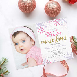 Convite Winter Onederland primeiro aniversario Baby Girl R