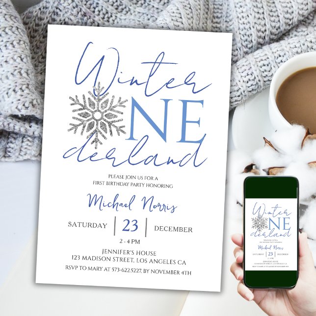 Convite Winter ONEderland | primeiro aniversario Minimalis (Criador carregado)