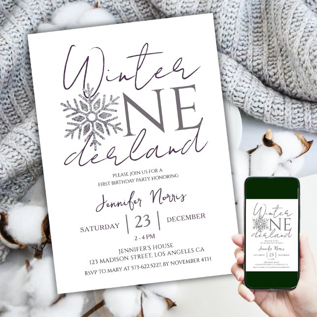 Convite Winter ONEderland | primeiro aniversario minimalis (Criador carregado)