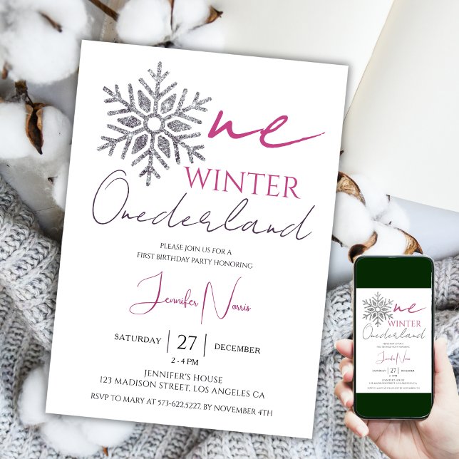 Convite Winter ONEderland | primeiro aniversario Minimalis (Criador carregado)