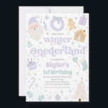 Convite Winter ONEderland Purple Christmas Festa de aniver<br><div class="desc">Winter ONEderland Purple Christmas Convite de aniversário</div>