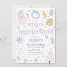 Convite Winter ONEderland Purple Christmas Festa de aniver