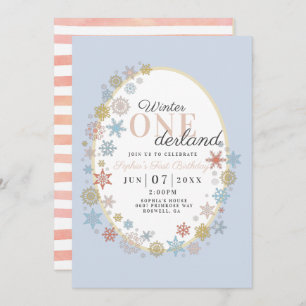 Convite Winter Onederland Snowflake First Birday