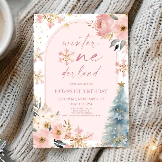 Convite Winter Onederland Snowflake Party (Festa de primei (Criador carregado)