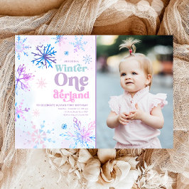 Convite Winter Onederland Snowflakes Girl Primeiro Anivers