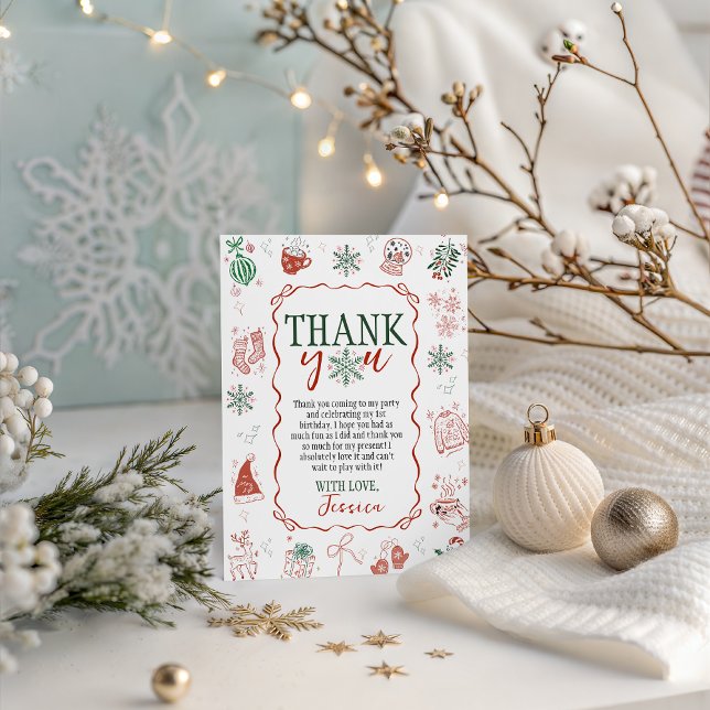 Convite Winter ONEderland Thank You Card (Criador carregado)