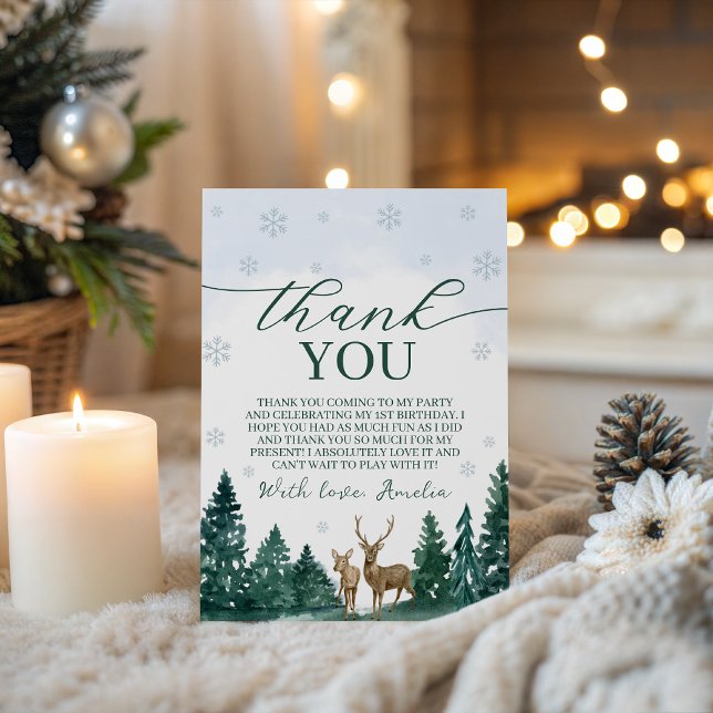 Convite Winter ONEderland Thank You Card (Criador carregado)