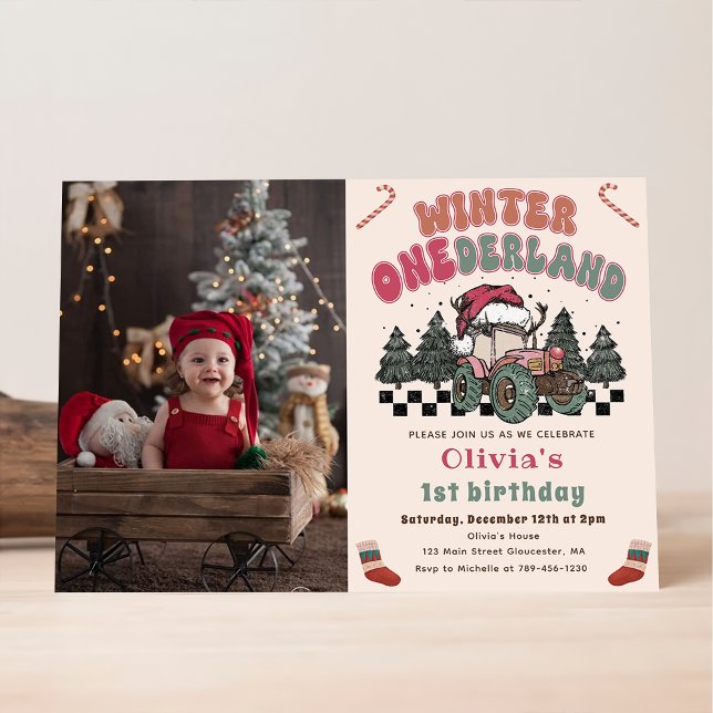 Convite Winter ONEderland Truck Christmas Photo (Criador carregado)