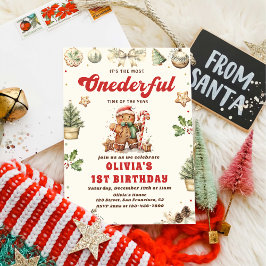 Convite Winter Oneformação Green Christmas Cookie Birthday