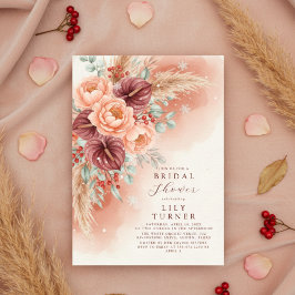 Convite Winter Pampas Floral Bridal Shower Invitation Card