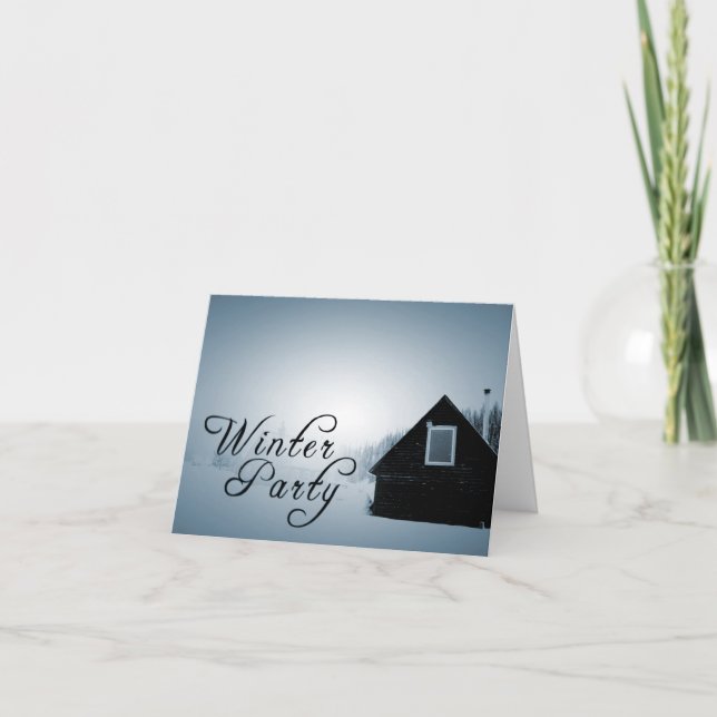 Convite winter party : snowed in cabin (Frente)