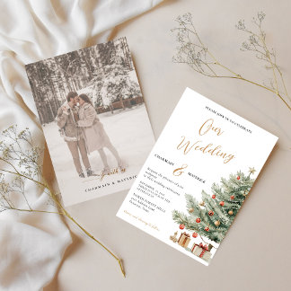 Convite Winter Photo Wedding Holiday Invitation