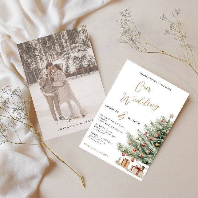 Convite Winter Photo Wedding Holiday Invitation (Criador carregado)