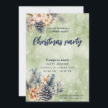 Convite Winter Pine cone floral Festa de Natal<br><div class="desc">Elegante trendy pine cone de inverno floral festas animadas de festas de festas de inverno design.</div>