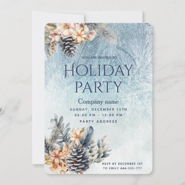 Convite Winter Pine cone floral party (Frente)
