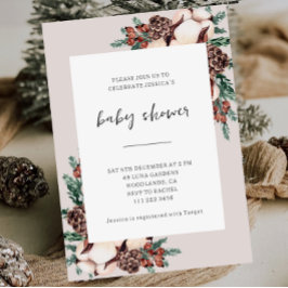 Convite Winter Pine Greenery Simple Baby Shower