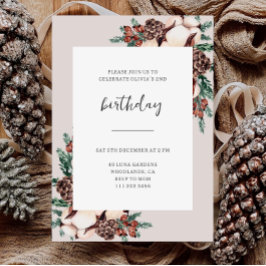 Convite Winter Pine Greenery Simple Birthday