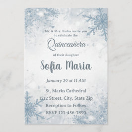 Convite Winter Quinceañera Invitation – Snowflakes, Silver