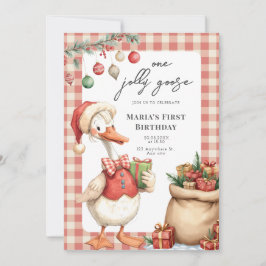 Convite Winter Red Christmas Silly Goose  1st birthday
